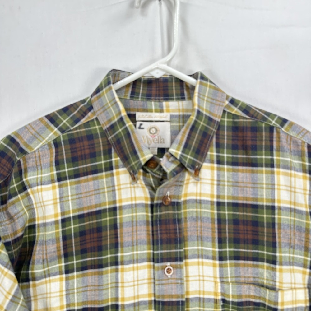 Viyella Flannel Shirt Mens XL Multicolor Plaid Long Sleeve Button Up Wool Blend - Picture 4 of 10